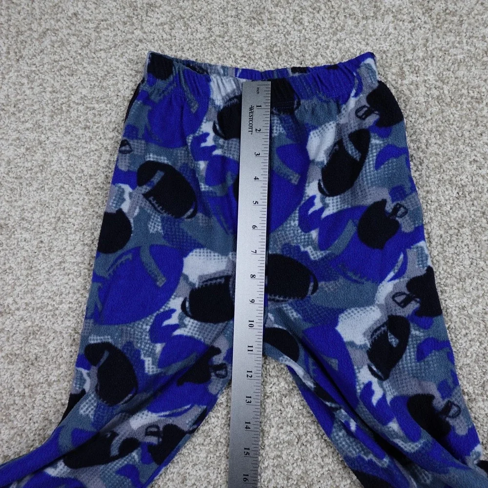 Faded Glory Boys Blue Football Fleece Pajama Pants Size L 10-12 Camo Sports PJ